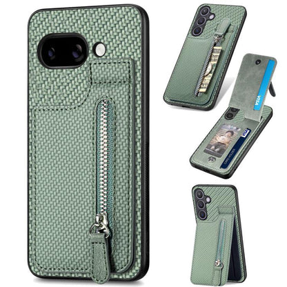 Carbon Fiber Vertical Flip Zipper Phone Case, For Google Pixel 10 Pro XL, For Google Pixel 10 / 10 Pro, For Google Pixel 9a, For Google Pixel 9 Pro XL, For Google Pixel 9 / 9 Pro, For Google Pixel 7a, For Google Pixel 7