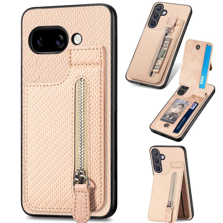 Carbon Fiber Vertical Flip Zipper Phone Case, For Google Pixel 10 Pro XL, For Google Pixel 10 / 10 Pro, For Google Pixel 9a, For Google Pixel 9 Pro XL, For Google Pixel 9 / 9 Pro, For Google Pixel 7a, For Google Pixel 7