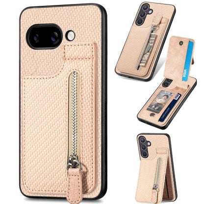 Carbon Fiber Vertical Flip Zipper Phone Case, For Google Pixel 10 Pro XL, For Google Pixel 10 / 10 Pro, For Google Pixel 9a, For Google Pixel 9 Pro XL, For Google Pixel 9 / 9 Pro, For Google Pixel 7a, For Google Pixel 7