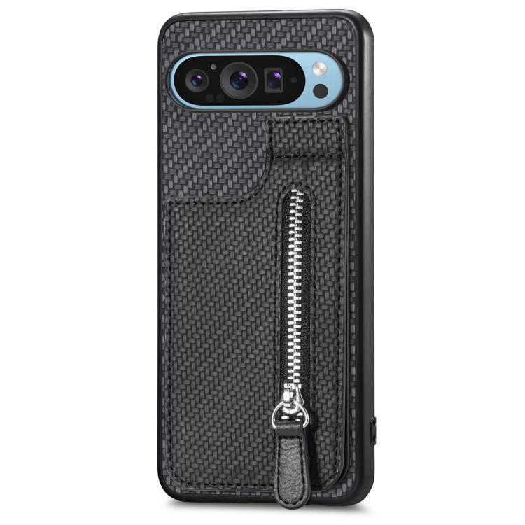 Carbon Fiber Vertical Flip Zipper Phone Case, For Google Pixel 10 Pro XL, For Google Pixel 10 / 10 Pro, For Google Pixel 9a, For Google Pixel 9 Pro XL, For Google Pixel 9 / 9 Pro, For Google Pixel 7a, For Google Pixel 7