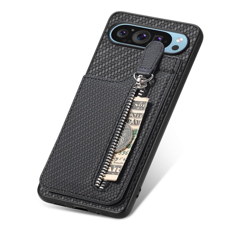 Carbon Fiber Vertical Flip Zipper Phone Case, For Google Pixel 10 Pro XL, For Google Pixel 10 / 10 Pro, For Google Pixel 9a, For Google Pixel 9 Pro XL, For Google Pixel 9 / 9 Pro, For Google Pixel 7a, For Google Pixel 7