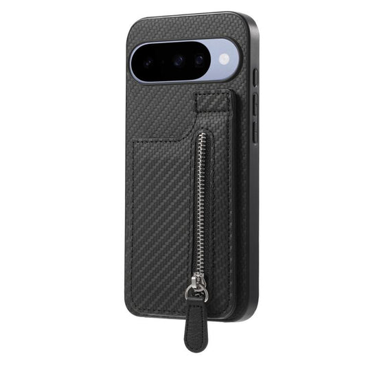 Carbon Fiber Vertical Flip Zipper Phone Case, For Google Pixel 11 Pro XL, For Google Pixel 11, For Google Pixel 11 Pro, For Google Pixel 10 Pro XL, For Google Pixel 10 / 10 Pro, For Google Pixel 9a, For Google Pixel 9 Pro XL, For Google Pixel 9 / 9 Pro...