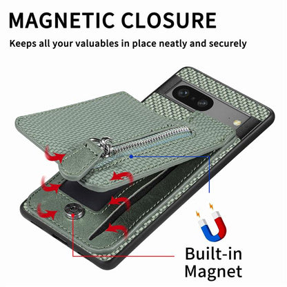 Carbon Fiber Vertical Flip Zipper Phone Case, For Google Pixel 10 Pro XL, For Google Pixel 10 / 10 Pro, For Google Pixel 9a, For Google Pixel 9 Pro XL, For Google Pixel 9 / 9 Pro, For Google Pixel 7a, For Google Pixel 7