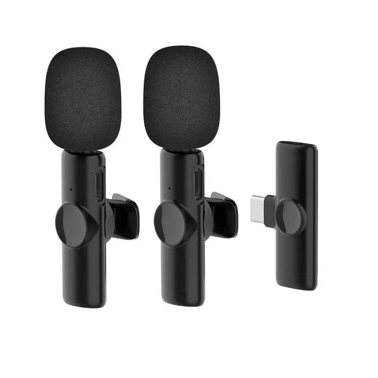 Wireless Lavalier Lapel Microphone for Android Phone & Computer with USB-C / Type-C Receiver, One by Two