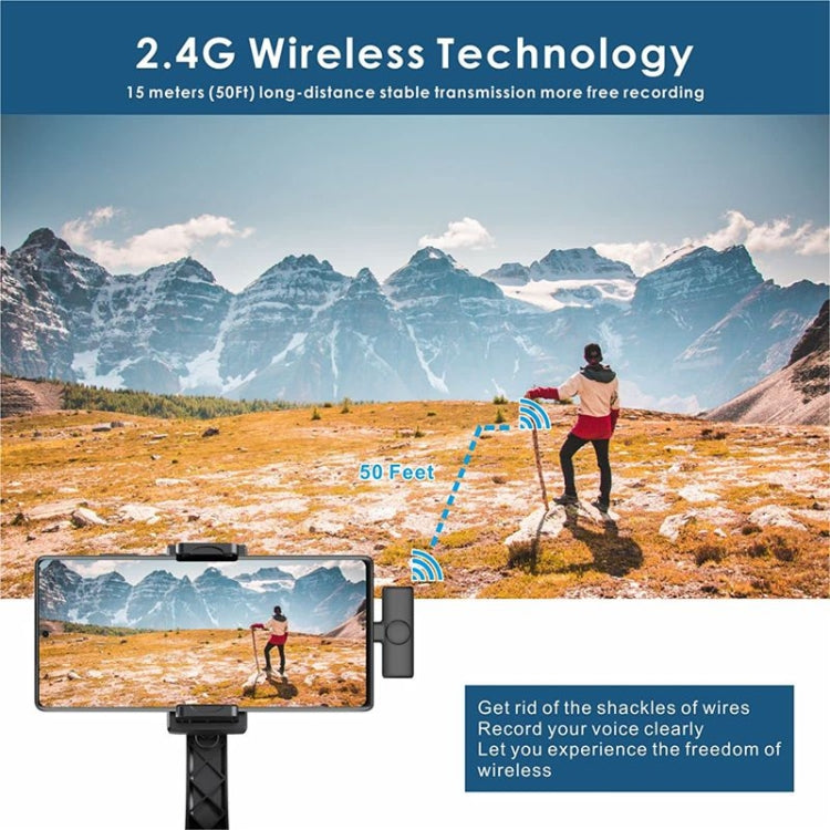 Wireless Lavalier Lapel Microphone for Android Phone & Computer with USB-C / Type-C Receiver, One by Two