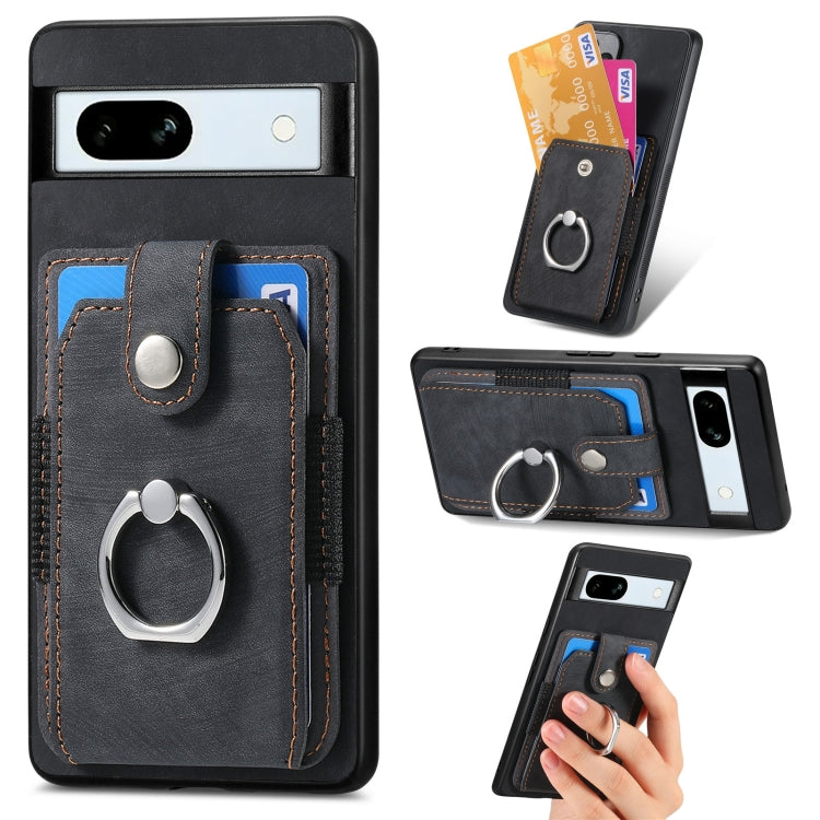 Retro Skin-feel Ring Card Wallet Phone Case, For Google Pixel 10 Pro XL, For Google Pixel 9a, For Google Pixel 9 Pro XL, For Google Pixel 7a, For Google Pixel 10 / 10 Pro, For Google Pixel 9 / 9 Pro