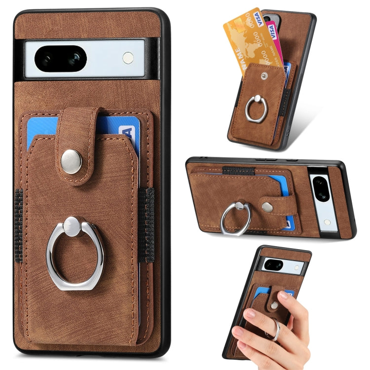 Retro Skin-feel Ring Card Wallet Phone Case, For Google Pixel 10 Pro XL, For Google Pixel 9a, For Google Pixel 9 Pro XL, For Google Pixel 7a, For Google Pixel 10 / 10 Pro, For Google Pixel 9 / 9 Pro