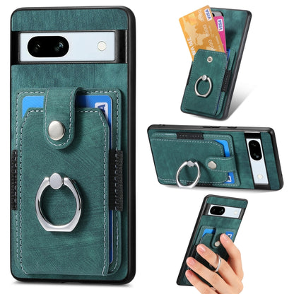 Retro Skin-feel Ring Card Wallet Phone Case, For Google Pixel 10 Pro XL, For Google Pixel 9a, For Google Pixel 9 Pro XL, For Google Pixel 7a, For Google Pixel 10 / 10 Pro, For Google Pixel 9 / 9 Pro