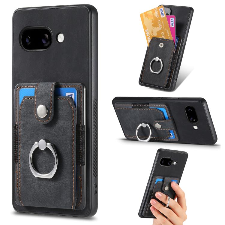Retro Skin-feel Ring Card Wallet Phone Case, For Google Pixel 10 Pro XL, For Google Pixel 9a, For Google Pixel 9 Pro XL, For Google Pixel 7a, For Google Pixel 10 / 10 Pro, For Google Pixel 9 / 9 Pro