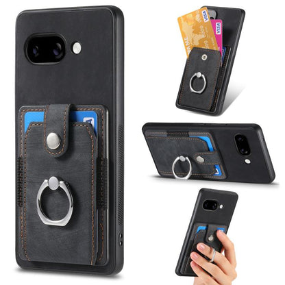 Retro Skin-feel Ring Card Wallet Phone Case, For Google Pixel 10 Pro XL, For Google Pixel 9a, For Google Pixel 9 Pro XL, For Google Pixel 7a, For Google Pixel 10 / 10 Pro, For Google Pixel 9 / 9 Pro