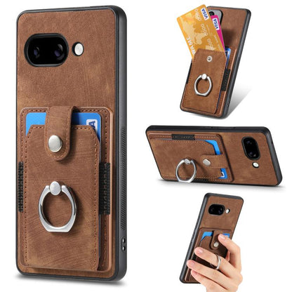 Retro Skin-feel Ring Card Wallet Phone Case, For Google Pixel 10 Pro XL, For Google Pixel 9a, For Google Pixel 9 Pro XL, For Google Pixel 7a, For Google Pixel 10 / 10 Pro, For Google Pixel 9 / 9 Pro