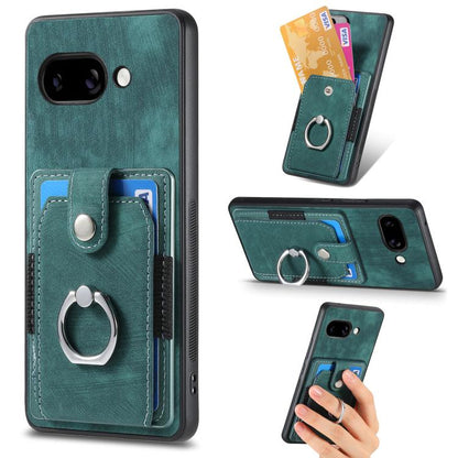 Retro Skin-feel Ring Card Wallet Phone Case, For Google Pixel 10 Pro XL, For Google Pixel 9a, For Google Pixel 9 Pro XL, For Google Pixel 7a, For Google Pixel 10 / 10 Pro, For Google Pixel 9 / 9 Pro