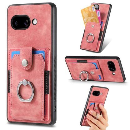 Retro Skin-feel Ring Card Wallet Phone Case, For Google Pixel 10 Pro XL, For Google Pixel 9a, For Google Pixel 9 Pro XL, For Google Pixel 7a, For Google Pixel 10 / 10 Pro, For Google Pixel 9 / 9 Pro