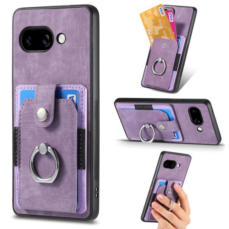 Retro Skin-feel Ring Card Wallet Phone Case, For Google Pixel 10 Pro XL, For Google Pixel 9a, For Google Pixel 9 Pro XL, For Google Pixel 7a, For Google Pixel 10 / 10 Pro, For Google Pixel 9 / 9 Pro