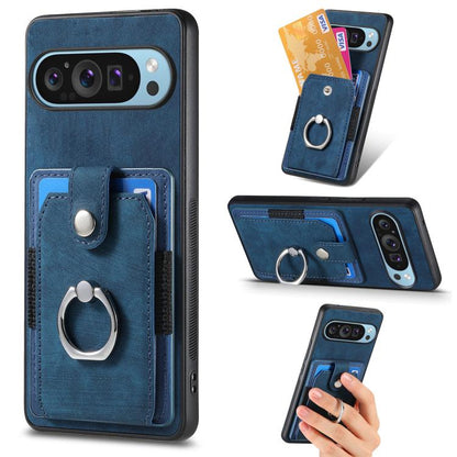 Retro Skin-feel Ring Card Wallet Phone Case, For Google Pixel 10 Pro XL, For Google Pixel 9a, For Google Pixel 9 Pro XL, For Google Pixel 7a, For Google Pixel 10 / 10 Pro, For Google Pixel 9 / 9 Pro