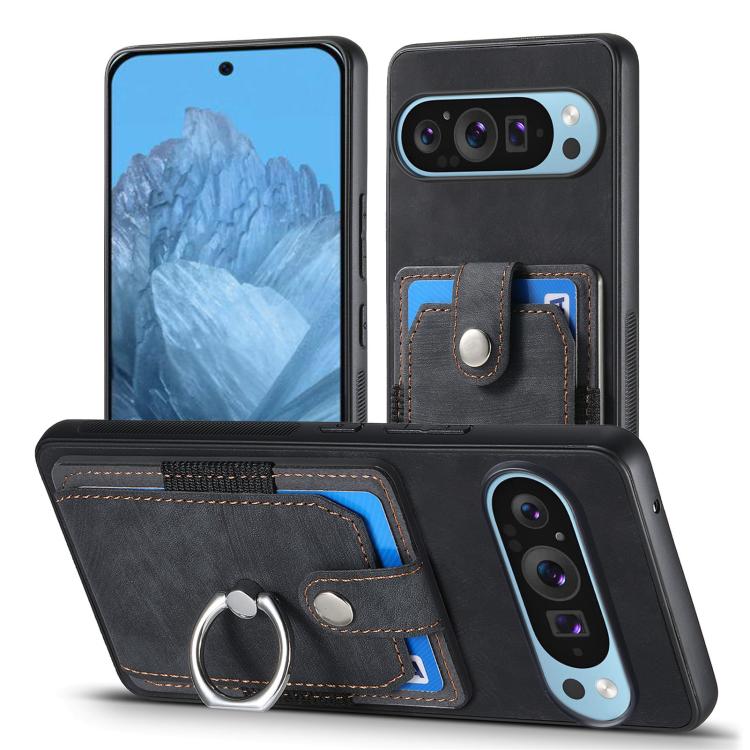 Retro Skin-feel Ring Card Wallet Phone Case, For Google Pixel 10 Pro XL, For Google Pixel 9a, For Google Pixel 9 Pro XL, For Google Pixel 7a, For Google Pixel 10 / 10 Pro, For Google Pixel 9 / 9 Pro