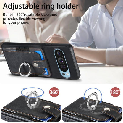 Retro Skin-feel Ring Card Wallet Phone Case, For Google Pixel 10 Pro XL, For Google Pixel 9a, For Google Pixel 9 Pro XL, For Google Pixel 7a, For Google Pixel 10 / 10 Pro, For Google Pixel 9 / 9 Pro