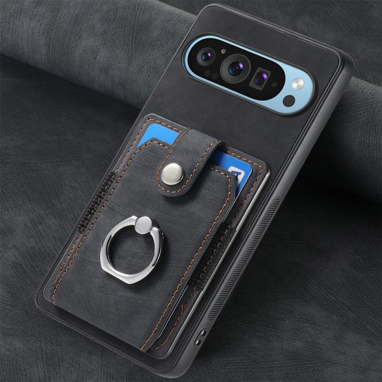 Retro Skin-feel Ring Card Wallet Phone Case, For Google Pixel 10 Pro XL, For Google Pixel 9a, For Google Pixel 9 Pro XL, For Google Pixel 7a, For Google Pixel 10 / 10 Pro, For Google Pixel 9 / 9 Pro