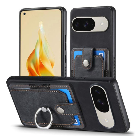 Retro Skin-feel Ring Card Wallet Phone Case, For Google Pixel 11 Pro XL, For Google Pixel 11, For Google Pixel 11 Pro, For Google Pixel 10 Pro XL, For Google Pixel 9a, For Google Pixel 9 Pro XL, For Google Pixel 7a, For Google Pixel 10 / 10 Pro        ...