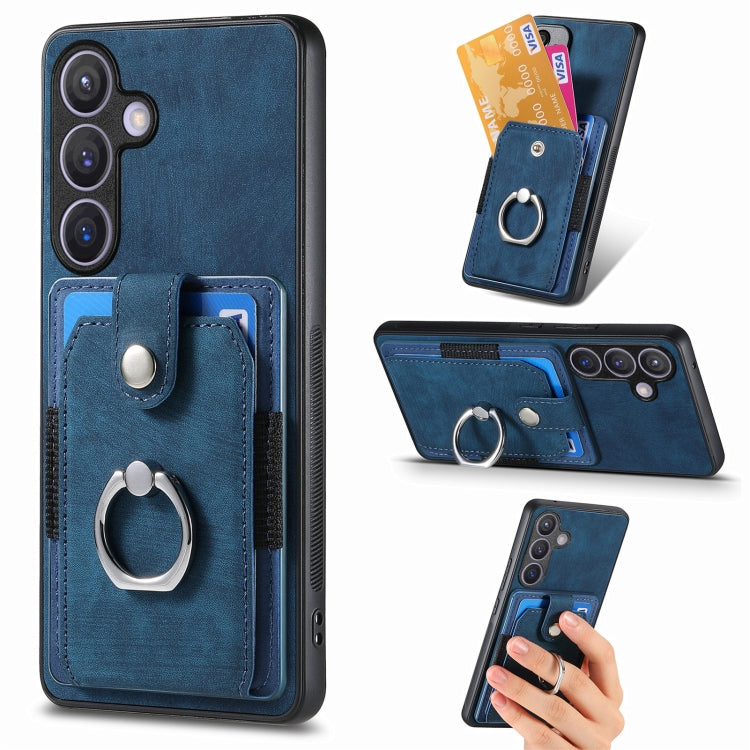 Retro Skin-feel Ring Card Wallet Phone Case, For Samsung Galaxy A56 5G, For Samsung Galaxy A36, For Samsung Galaxy S25 5G, For Samsung Galaxy S25+ 5G, For Samsung Galaxy S25 Ultra 5G, For Sumsung Galaxy A55 5G, For Samsung Galaxy S24 Ultra 5G����������...