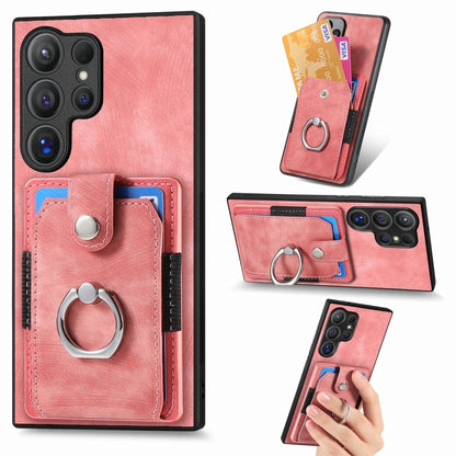 Retro Skin-feel Ring Card Wallet Phone Case, For Samsung Galaxy A56 5G, For Samsung Galaxy A36, For Samsung Galaxy S25 5G, For Samsung Galaxy S25+ 5G, For Samsung Galaxy S25 Ultra 5G, For Sumsung Galaxy A55 5G, For Samsung Galaxy S24 Ultra 5G����������...