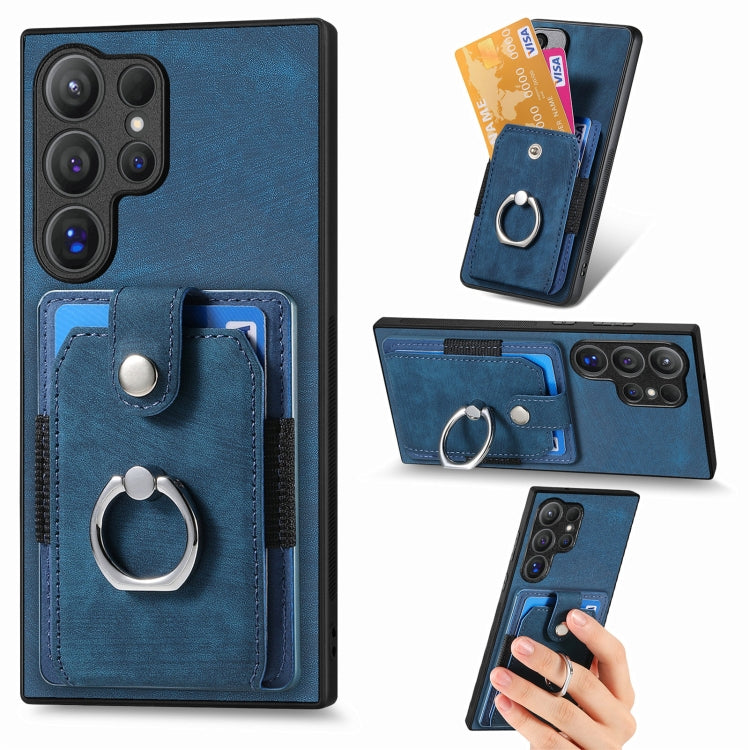 Retro Skin-feel Ring Card Wallet Phone Case, For Samsung Galaxy A56 5G, For Samsung Galaxy A36, For Samsung Galaxy S25 5G, For Samsung Galaxy S25+ 5G, For Samsung Galaxy S25 Ultra 5G, For Sumsung Galaxy A55 5G, For Samsung Galaxy S24 Ultra 5G����������...