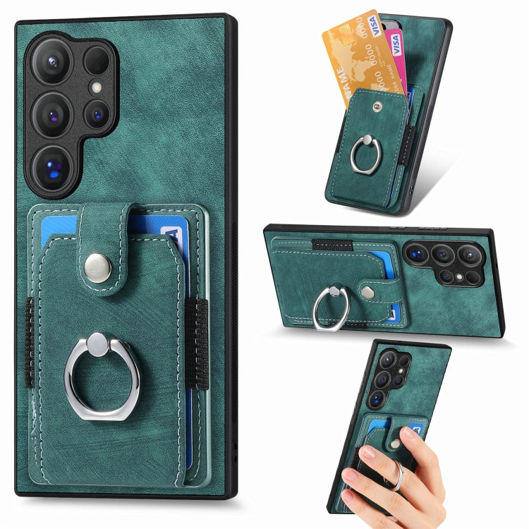 Retro Skin-feel Ring Card Wallet Phone Case, For Samsung Galaxy A56 5G, For Samsung Galaxy A36, For Samsung Galaxy S25 5G, For Samsung Galaxy S25+ 5G, For Samsung Galaxy S25 Ultra 5G, For Sumsung Galaxy A55 5G, For Samsung Galaxy S24 Ultra 5G����������...