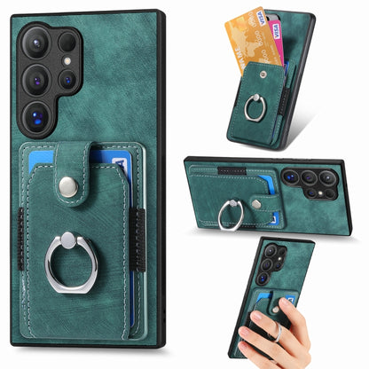 Retro Skin-feel Ring Card Wallet Phone Case, For Samsung Galaxy A56 5G, For Samsung Galaxy A36, For Samsung Galaxy S25 5G, For Samsung Galaxy S25+ 5G, For Samsung Galaxy S25 Ultra 5G, For Sumsung Galaxy A55 5G, For Samsung Galaxy S24 Ultra 5G����������...