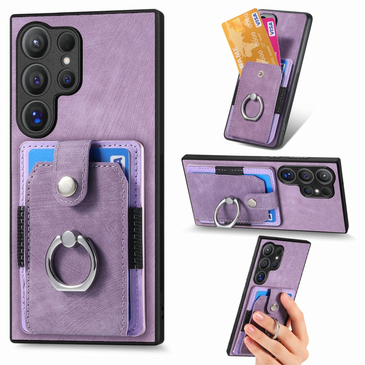 Retro Skin-feel Ring Card Wallet Phone Case, For Samsung Galaxy A56 5G, For Samsung Galaxy A36, For Samsung Galaxy S25 5G, For Samsung Galaxy S25+ 5G, For Samsung Galaxy S25 Ultra 5G, For Sumsung Galaxy A55 5G, For Samsung Galaxy S24 Ultra 5G����������...