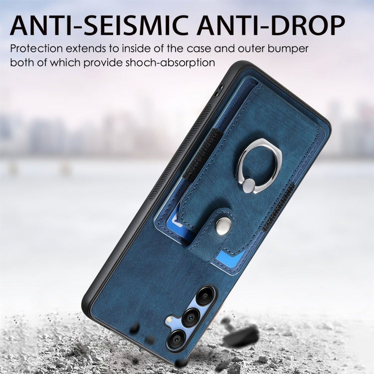 Retro Skin-feel Ring Card Wallet Phone Case, For Samsung Galaxy A56 5G, For Samsung Galaxy A36, For Samsung Galaxy S25 5G, For Samsung Galaxy S25+ 5G, For Samsung Galaxy S25 Ultra 5G, For Sumsung Galaxy A55 5G, For Samsung Galaxy S24 Ultra 5G����������...
