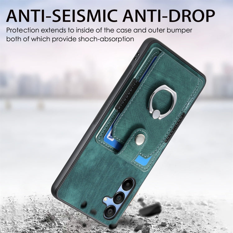 Retro Skin-feel Ring Card Wallet Phone Case, For Samsung Galaxy A56 5G, For Samsung Galaxy A36, For Samsung Galaxy S25 5G, For Samsung Galaxy S25+ 5G, For Samsung Galaxy S25 Ultra 5G, For Sumsung Galaxy A55 5G, For Samsung Galaxy S24 Ultra 5G����������...