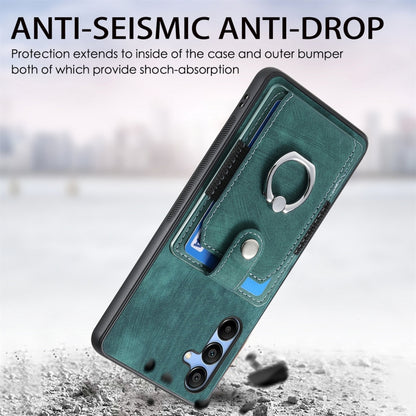 Retro Skin-feel Ring Card Wallet Phone Case, For Samsung Galaxy A56 5G, For Samsung Galaxy A36, For Samsung Galaxy S25 5G, For Samsung Galaxy S25+ 5G, For Samsung Galaxy S25 Ultra 5G, For Sumsung Galaxy A55 5G, For Samsung Galaxy S24 Ultra 5G����������...