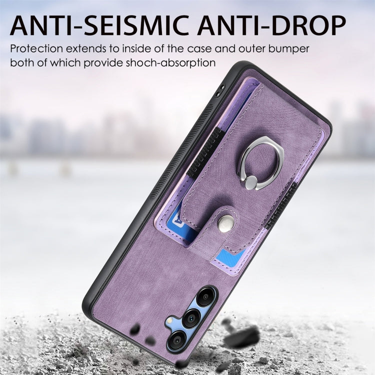 Retro Skin-feel Ring Card Wallet Phone Case, For Samsung Galaxy A56 5G, For Samsung Galaxy A36, For Samsung Galaxy S25 5G, For Samsung Galaxy S25+ 5G, For Samsung Galaxy S25 Ultra 5G, For Sumsung Galaxy A55 5G, For Samsung Galaxy S24 Ultra 5G����������...