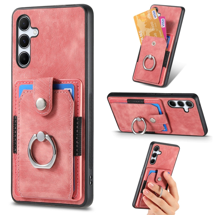Retro Skin-feel Ring Card Wallet Phone Case, For Samsung Galaxy A56 5G, For Samsung Galaxy A36, For Samsung Galaxy S25 5G, For Samsung Galaxy S25+ 5G, For Samsung Galaxy S25 Ultra 5G, For Sumsung Galaxy A55 5G, For Samsung Galaxy S24 Ultra 5G����������...