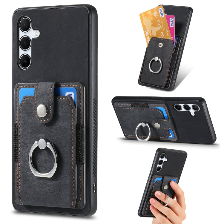 Retro Skin-feel Ring Card Wallet Phone Case, For Samsung Galaxy A56 5G, For Samsung Galaxy A36, For Samsung Galaxy S25 5G, For Samsung Galaxy S25+ 5G, For Samsung Galaxy S25 Ultra 5G, For Sumsung Galaxy A55 5G, For Samsung Galaxy S24 Ultra 5G����������...