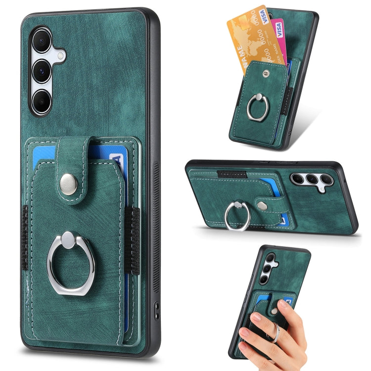 Retro Skin-feel Ring Card Wallet Phone Case, For Samsung Galaxy A56 5G, For Samsung Galaxy A36, For Samsung Galaxy S25 5G, For Samsung Galaxy S25+ 5G, For Samsung Galaxy S25 Ultra 5G, For Sumsung Galaxy A55 5G, For Samsung Galaxy S24 Ultra 5G����������...