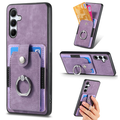 Retro Skin-feel Ring Card Wallet Phone Case, For Samsung Galaxy A56 5G, For Samsung Galaxy A36, For Samsung Galaxy S25 5G, For Samsung Galaxy S25+ 5G, For Samsung Galaxy S25 Ultra 5G, For Sumsung Galaxy A55 5G, For Samsung Galaxy S24 Ultra 5G����������...