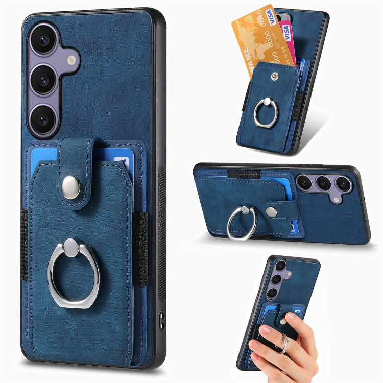 Retro Skin-feel Ring Card Wallet Phone Case, For Samsung Galaxy A56 5G, For Samsung Galaxy A36, For Samsung Galaxy S25 5G, For Samsung Galaxy S25+ 5G, For Samsung Galaxy S25 Ultra 5G, For Sumsung Galaxy A55 5G, For Samsung Galaxy S24 Ultra 5G����������...
