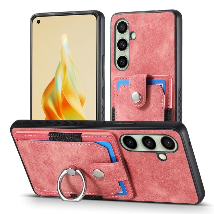 Retro Skin-feel Ring Card Wallet Phone Case, For Samsung Galaxy A56 5G, For Samsung Galaxy A36, For Samsung Galaxy S25 5G, For Samsung Galaxy S25+ 5G, For Samsung Galaxy S25 Ultra 5G, For Sumsung Galaxy A55 5G, For Samsung Galaxy S24 Ultra 5G����������...