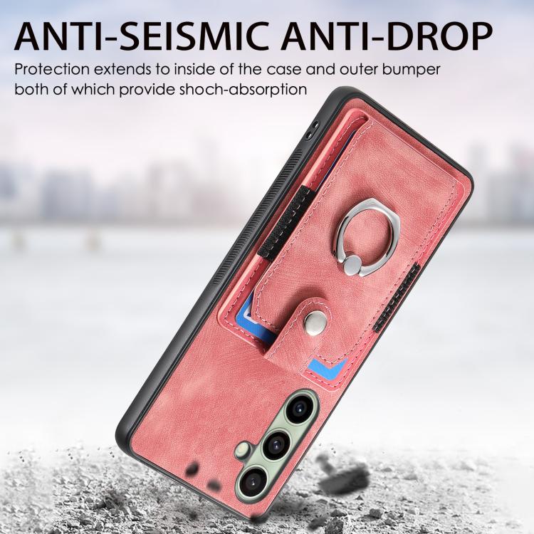 Retro Skin-feel Ring Card Wallet Phone Case, For Samsung Galaxy A56 5G, For Samsung Galaxy A36, For Samsung Galaxy S25 5G, For Samsung Galaxy S25+ 5G, For Samsung Galaxy S25 Ultra 5G, For Sumsung Galaxy A55 5G, For Samsung Galaxy S24 Ultra 5G����������...