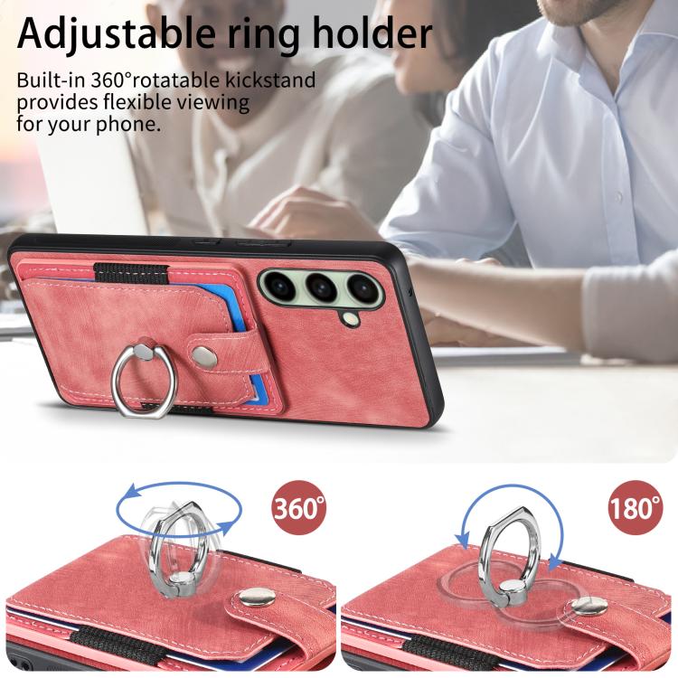 Retro Skin-feel Ring Card Wallet Phone Case, For Samsung Galaxy A56 5G, For Samsung Galaxy A36, For Samsung Galaxy S25 5G, For Samsung Galaxy S25+ 5G, For Samsung Galaxy S25 Ultra 5G, For Sumsung Galaxy A55 5G, For Samsung Galaxy S24 Ultra 5G����������...