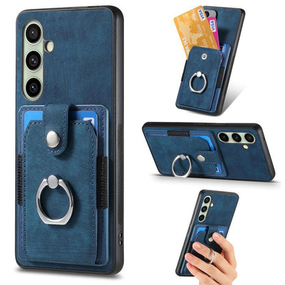 Retro Skin-feel Ring Card Wallet Phone Case, For Samsung Galaxy A56 5G, For Samsung Galaxy A36, For Samsung Galaxy S25 5G, For Samsung Galaxy S25+ 5G, For Samsung Galaxy S25 Ultra 5G, For Sumsung Galaxy A55 5G, For Samsung Galaxy S24 Ultra 5G����������...