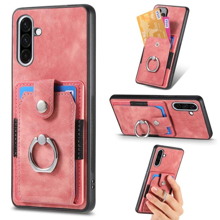 Retro Skin-feel Ring Card Wallet Phone Case, For Samsung Galaxy A56 5G, For Samsung Galaxy A36, For Samsung Galaxy S25 5G, For Samsung Galaxy S25+ 5G, For Samsung Galaxy S25 Ultra 5G, For Sumsung Galaxy A55 5G, For Samsung Galaxy S24 Ultra 5G����������...