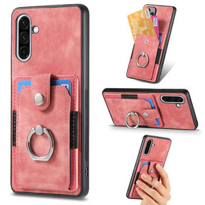 Retro Skin-feel Ring Card Wallet Phone Case, For Samsung Galaxy A56 5G, For Samsung Galaxy A36, For Samsung Galaxy S25 5G, For Samsung Galaxy S25+ 5G, For Samsung Galaxy S25 Ultra 5G, For Sumsung Galaxy A55 5G, For Samsung Galaxy S24 Ultra 5G����������...