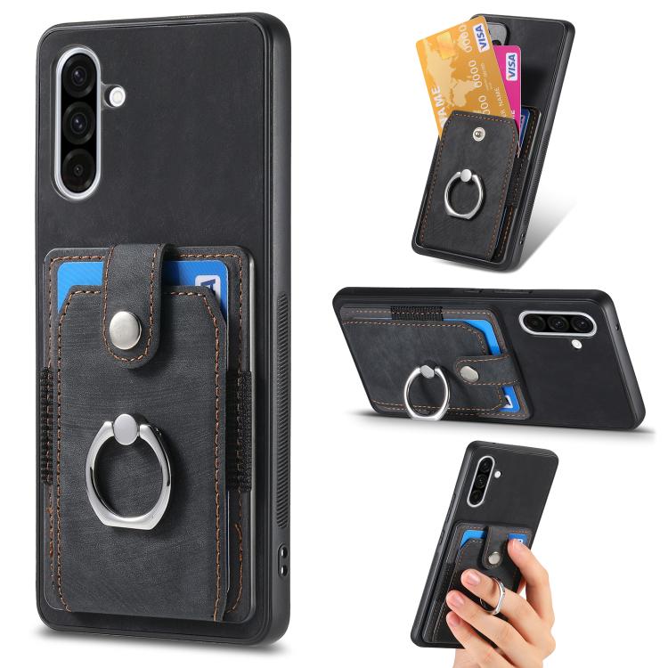 Retro Skin-feel Ring Card Wallet Phone Case, For Samsung Galaxy A56 5G, For Samsung Galaxy A36, For Samsung Galaxy S25 5G, For Samsung Galaxy S25+ 5G, For Samsung Galaxy S25 Ultra 5G, For Sumsung Galaxy A55 5G, For Samsung Galaxy S24 Ultra 5G����������...