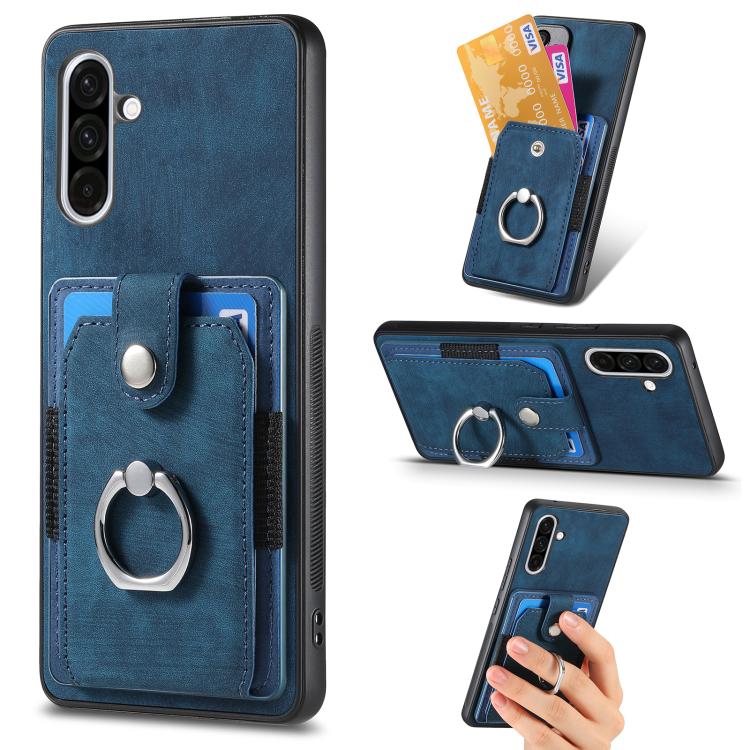 Retro Skin-feel Ring Card Wallet Phone Case, For Samsung Galaxy A56 5G, For Samsung Galaxy A36, For Samsung Galaxy S25 5G, For Samsung Galaxy S25+ 5G, For Samsung Galaxy S25 Ultra 5G, For Sumsung Galaxy A55 5G, For Samsung Galaxy S24 Ultra 5G����������...