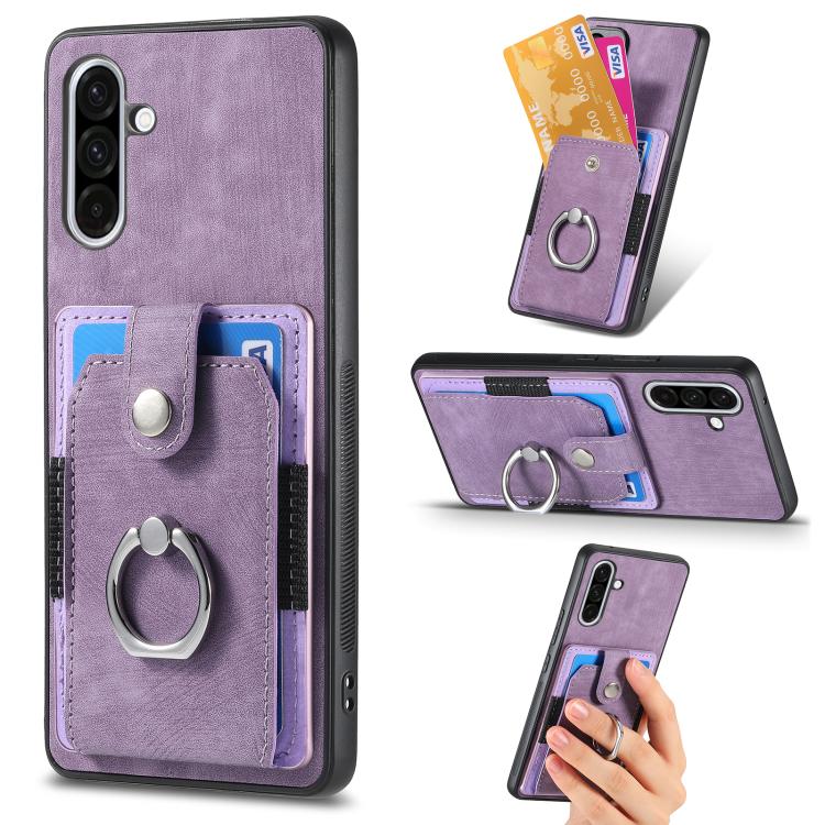 Retro Skin-feel Ring Card Wallet Phone Case, For Samsung Galaxy A56 5G, For Samsung Galaxy A36, For Samsung Galaxy S25 5G, For Samsung Galaxy S25+ 5G, For Samsung Galaxy S25 Ultra 5G, For Sumsung Galaxy A55 5G, For Samsung Galaxy S24 Ultra 5G����������...