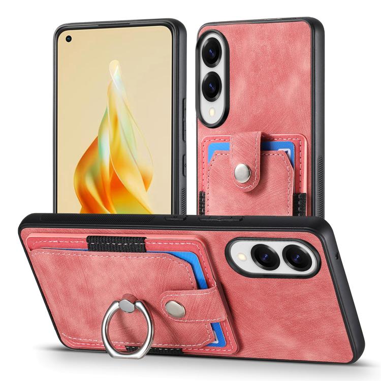 Retro Skin-feel Ring Card Wallet Phone Case