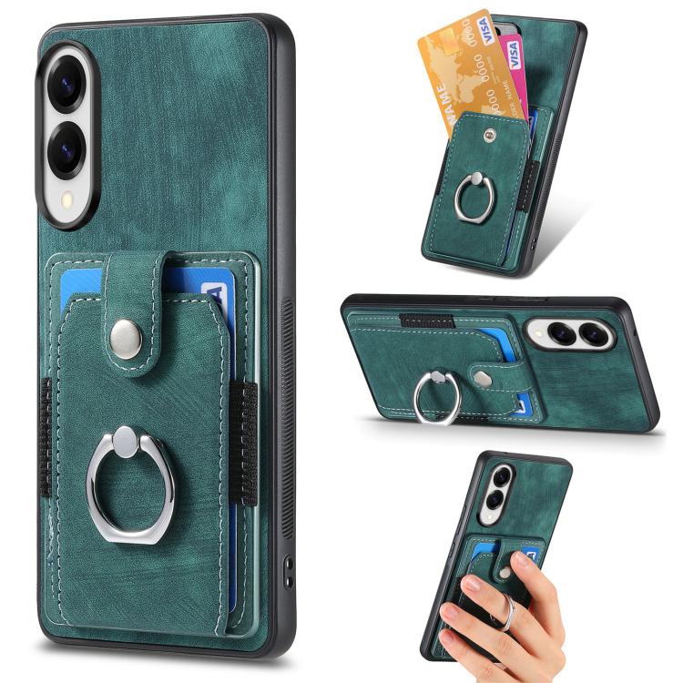 Retro Skin-feel Ring Card Wallet Phone Case