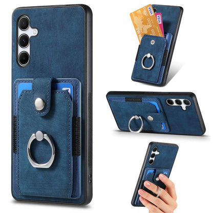 Retro Skin-feel Ring Card Wallet Phone Case